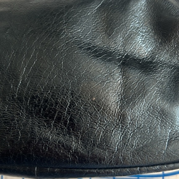 ELLIOTT LUCCA BLACK CRINKLE LEATHER CROSSBODY BAG WOVEN FRONT - Picture 11 of 14